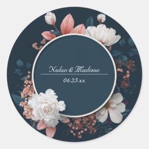 Adesivo Redondo Noiva Mal-humorada Rosa Branco Grinalda Floral Cas