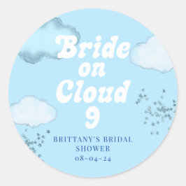 Adesivo Redondo Noiva na Bridal Shower Bachelorette Nuvem 9