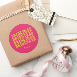 Adesivo Redondo Noiva para ser texto brilhante dourado com nome, r