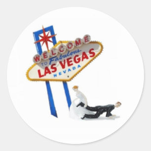 Adesivo Redondo Noiva puxando o Groom Las Vegas Sticker Adicionar