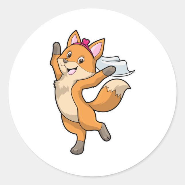 Adesivo Redondo Noiva Raposa com Véu & Coração (Frente)