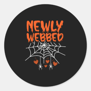 Adesivo Redondo Noiva recém-casada de halloween com teias de aranh