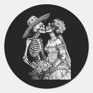 Adesivo Redondo Noiva Skeleton Wedde E Morto Hormona