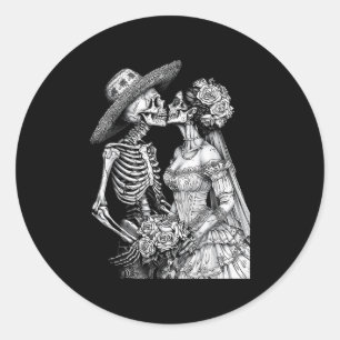 Adesivo Redondo Noiva Skeleton Wedde E Morto Hormona