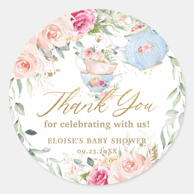 Adesivo Redondo Noivado Bebida Bridal do Festa Floral Alta do Chá (Frente)