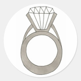 Adesivo Redondo Noivado de anéis para Chás de casamento