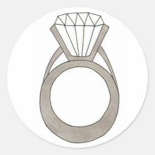 Adesivo Redondo Noivado de anéis para Chás de casamento