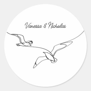 Adesivo Redondo Noivado de Casamento de Férias de Verão na Praia C