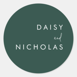 Adesivo Redondo Noivado de Casamento Moderno Emerald Green