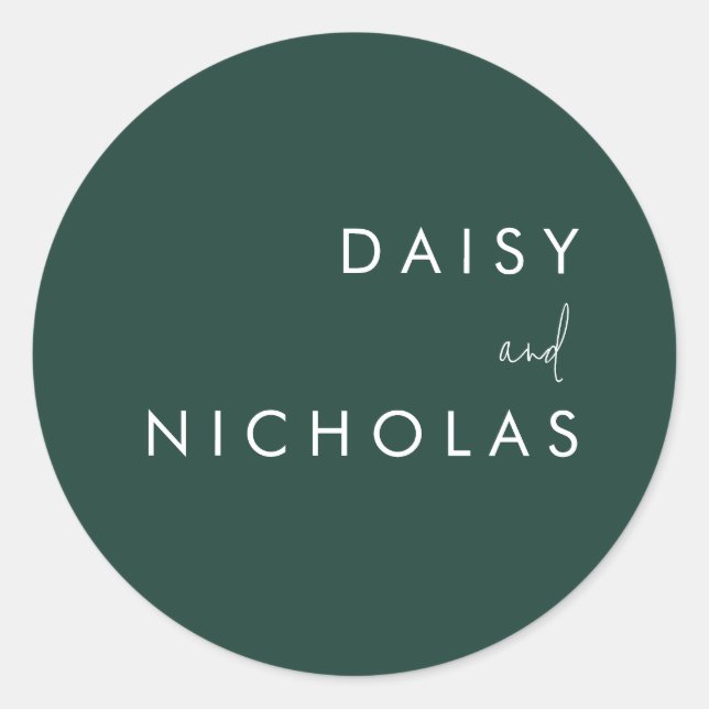 Adesivo Redondo Noivado de Casamento Moderno Emerald Green (Frente)