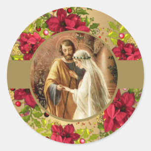 Adesivo Redondo Noivado de Casamento, Terra de Natal Religiosa