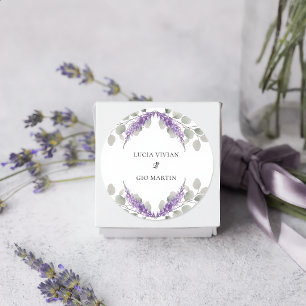 Adesivo Redondo Noivado de Eucalipto Violeta Lavanda com Verdura
