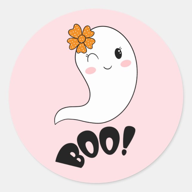 Adesivo Redondo Noivado do Dia das Bruxas de Fantasma Fantasma Ros (Frente)