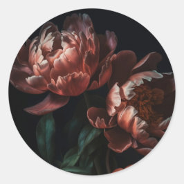 Adesivo Redondo Noivado Florais Românticos Sombrios e Intensos