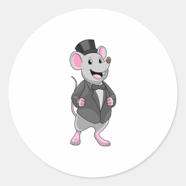 Adesivo Redondo Noivo Rato com Laço (Frente)