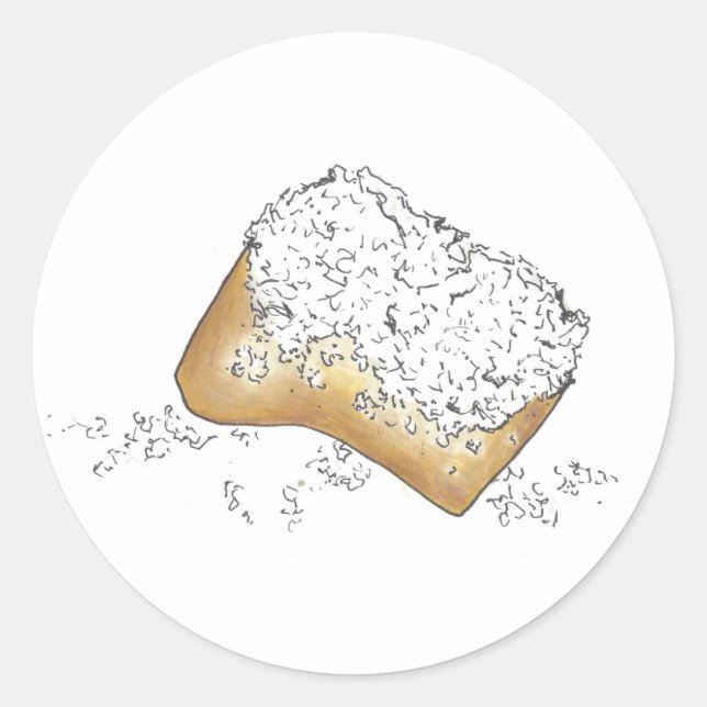 Adesivo Redondo NOLA New Orleans Louisiana Sugary Beignet Paery (Frente)