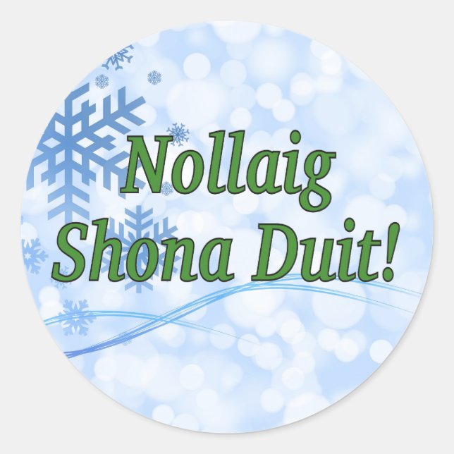 Adesivo Redondo Nollaig Shona Duit! Feliz Natal no gf irlandês (Frente)