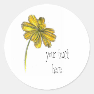 Adesivo Redondo Nome amarelo do costume do Wildflower do Coreopsis