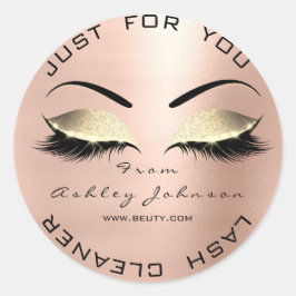 Adesivo Redondo Nome Beauon Salon Glitter Dourado Lash Cleaner Ros