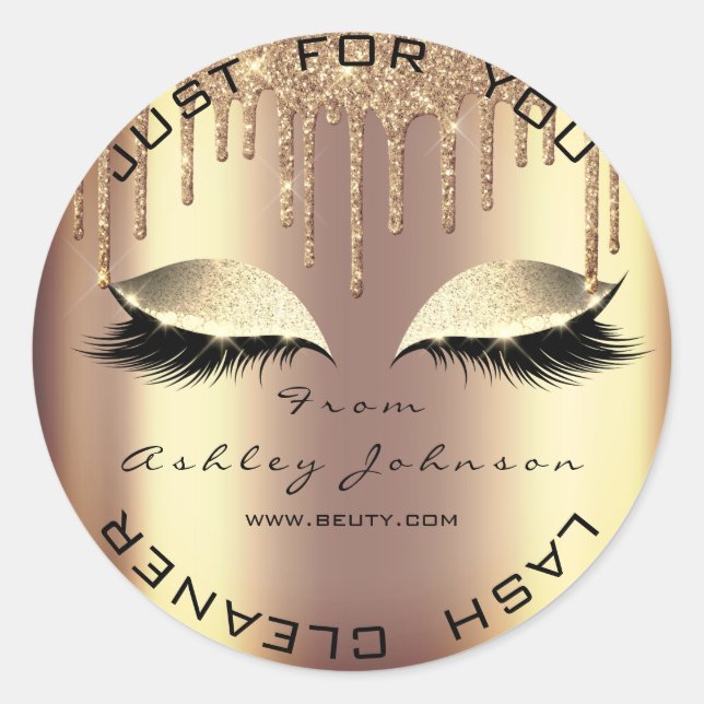 Adesivo Redondo Nome Beauty Salon Drivers Mel Dourado Lashes Clean