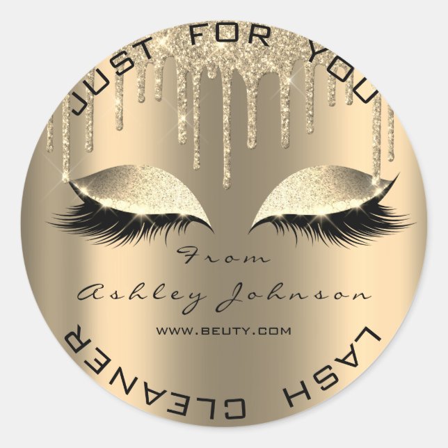 Adesivo Redondo Nome Beauty Salon Drivers Sepia Dourados Lashes Cl (Frente)