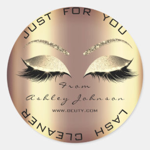 Adesivo Redondo Nome Beauty Salon Glitter Honey Dourado Lash Clean