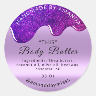 Adesivo Redondo Nome Body Butter Drivers Purple Product Packaging