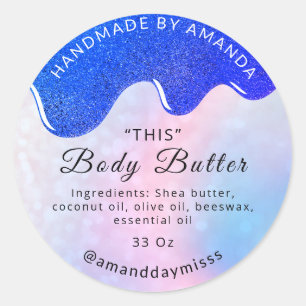 Adesivo Redondo Nome Body Butter Drivers Scrub Ocean Holographic