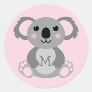 Adesivo Redondo Nome bonito do Koala Bear Kid Envelope Selo