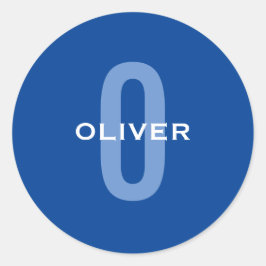 Adesivo Redondo Nome Branco Azul do Monograma Personalizado