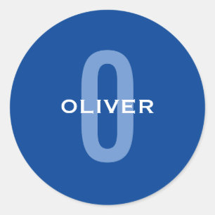 Adesivo Redondo Nome Branco Azul do Monograma Personalizado