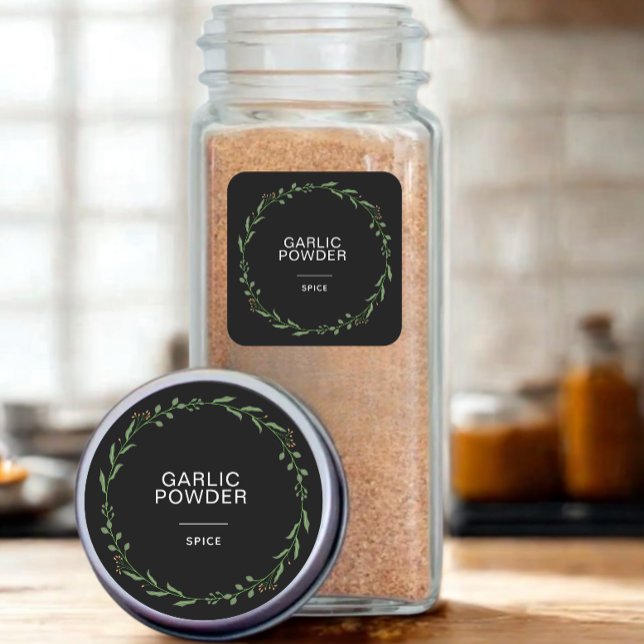 Adesivo Redondo Nome Branco dos Rótulos dos Rótulos de Especiarias (Modern personalized spice jars stickers)