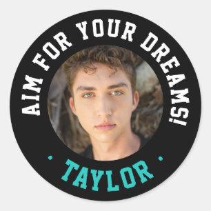 Adesivo Redondo Nome Branco Inspiracional Trendacional E Foto