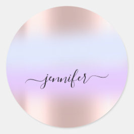 Adesivo Redondo Nome Bridal OMBRE. Obrigado azul roxo