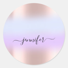 Adesivo Redondo Nome Bridal OMBRE. Obrigado azul roxo