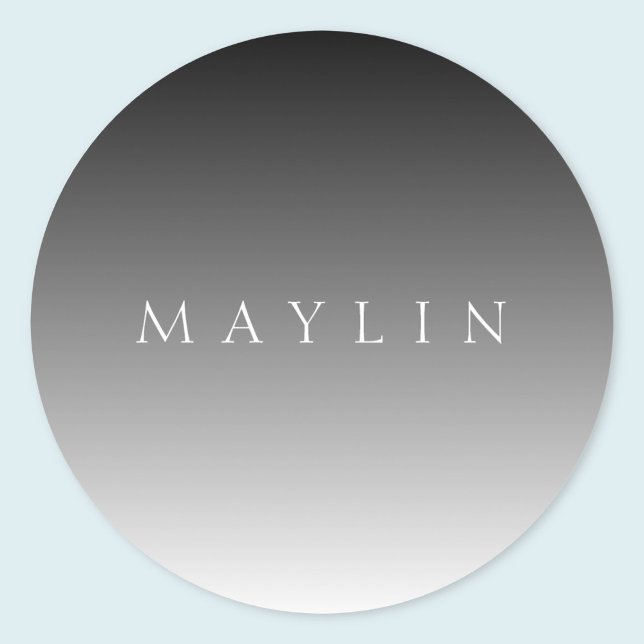 Adesivo Redondo Nome Clássico ou Palavra | Cinzas de gradiente (Criador carregado)