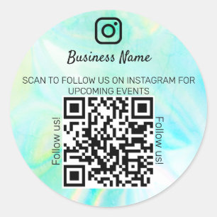 Adesivo Redondo Nome comercial holográfico opal qr código instagra