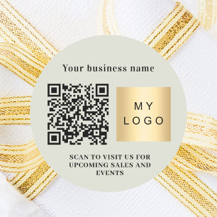 Adesivo Redondo Nome comercial Sage Logotipo verde Qr