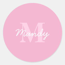 Adesivo Redondo Nome Cursivo e Monograma com aspecto bonito | Cor 