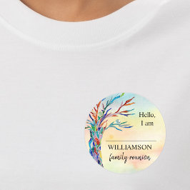 Adesivo Redondo Nome da Árvore da Família de Reunião Clássica Roun