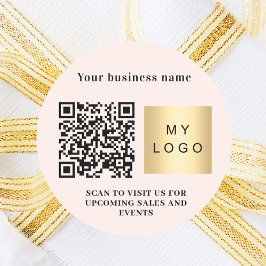 Adesivo Redondo Nome da empresa cor-de-rosa logotipo qr