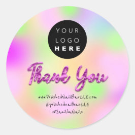 Adesivo Redondo Nome da empresa de logotipo Obrigado Comprando Com