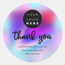 Adesivo Redondo Nome da empresa de logotipo Obrigado Holograph Maq