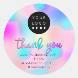 Adesivo Redondo Nome da empresa de logotipo Obrigado por Comprar h