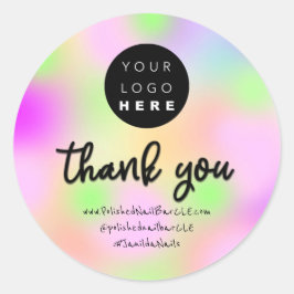 Adesivo Redondo Nome da empresa de logotipo Obrigado por Comprar h