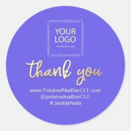 Adesivo Redondo Nome da empresa de logotipo Obrigado por Comprar L