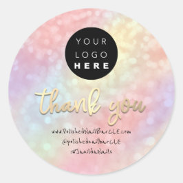 Adesivo Redondo Nome da empresa de logotipo Obrigado por Comprar o