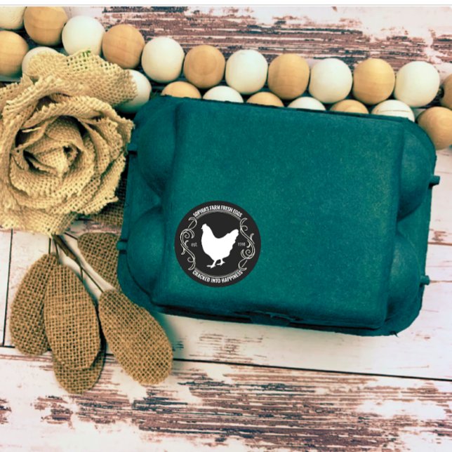 Adesivo Redondo Nome da empresa de ovos frescos de Fazenda persona (modern personalized farm owner name egg round sticker)