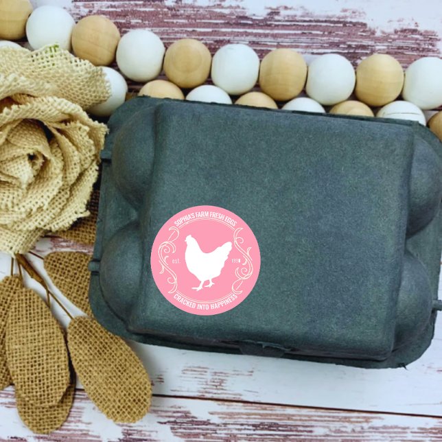 Adesivo Redondo Nome da empresa de ovos frescos de Fazenda persona (Modern personalized egg dealer name egg sticker)