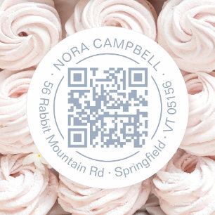 Adesivo Redondo Nome da empresa Endereço Round QR Code Dusty Blue